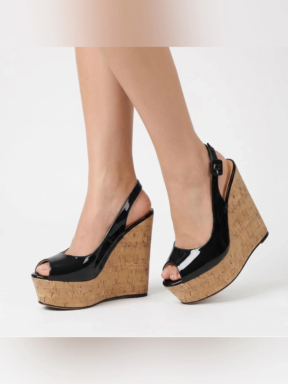 Yodeks Women’s Pumps Platform Wooden Sandals Wedge Heels Peeps Toe High